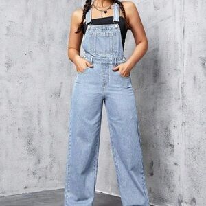 SHIEN Women's Light Blue Denim Overalls